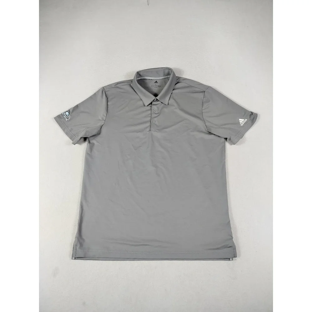 Adidas Polo Shirt Mens Large Gray PMR Logo Golf Performance Lightweight Active